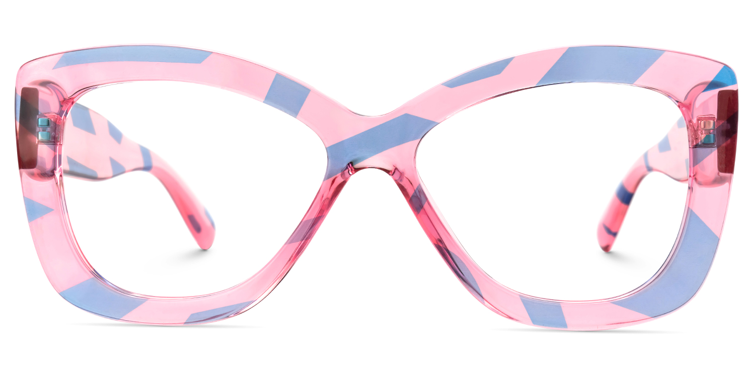 Xanthus Blau Rosa Schmetterling-Form Brille0