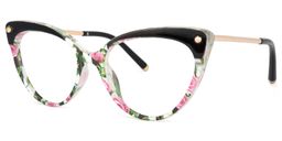 Alivia Rosa Grün Blumenmuster Cat Eye Brille1