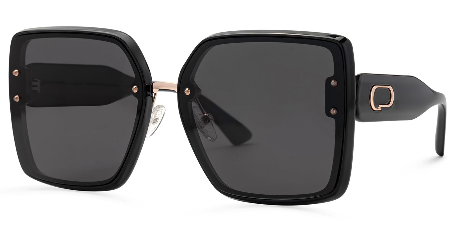 Rina Schwarz Quadratisch Sonnenbrille1