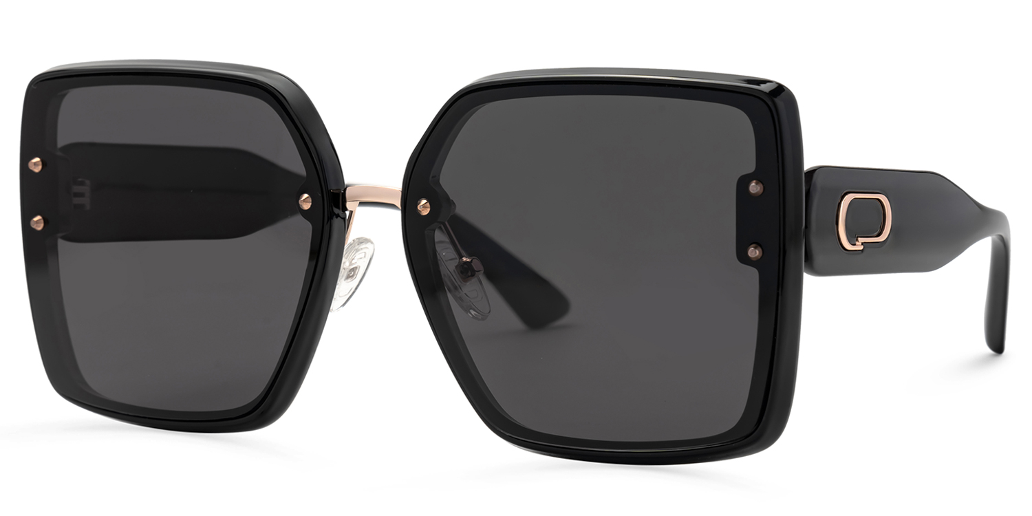 ZEELOOL Rina Schwarz Quadratisch Sonnenbrille