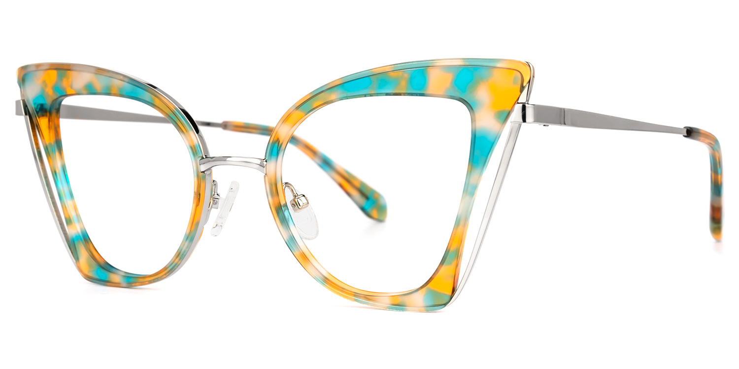 Orinthia Blau-Orange Cateye Brille1