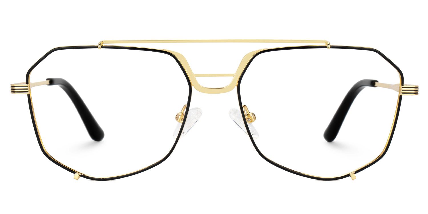 Beethoven Schwarz-Gold Pilot Metall Brille0