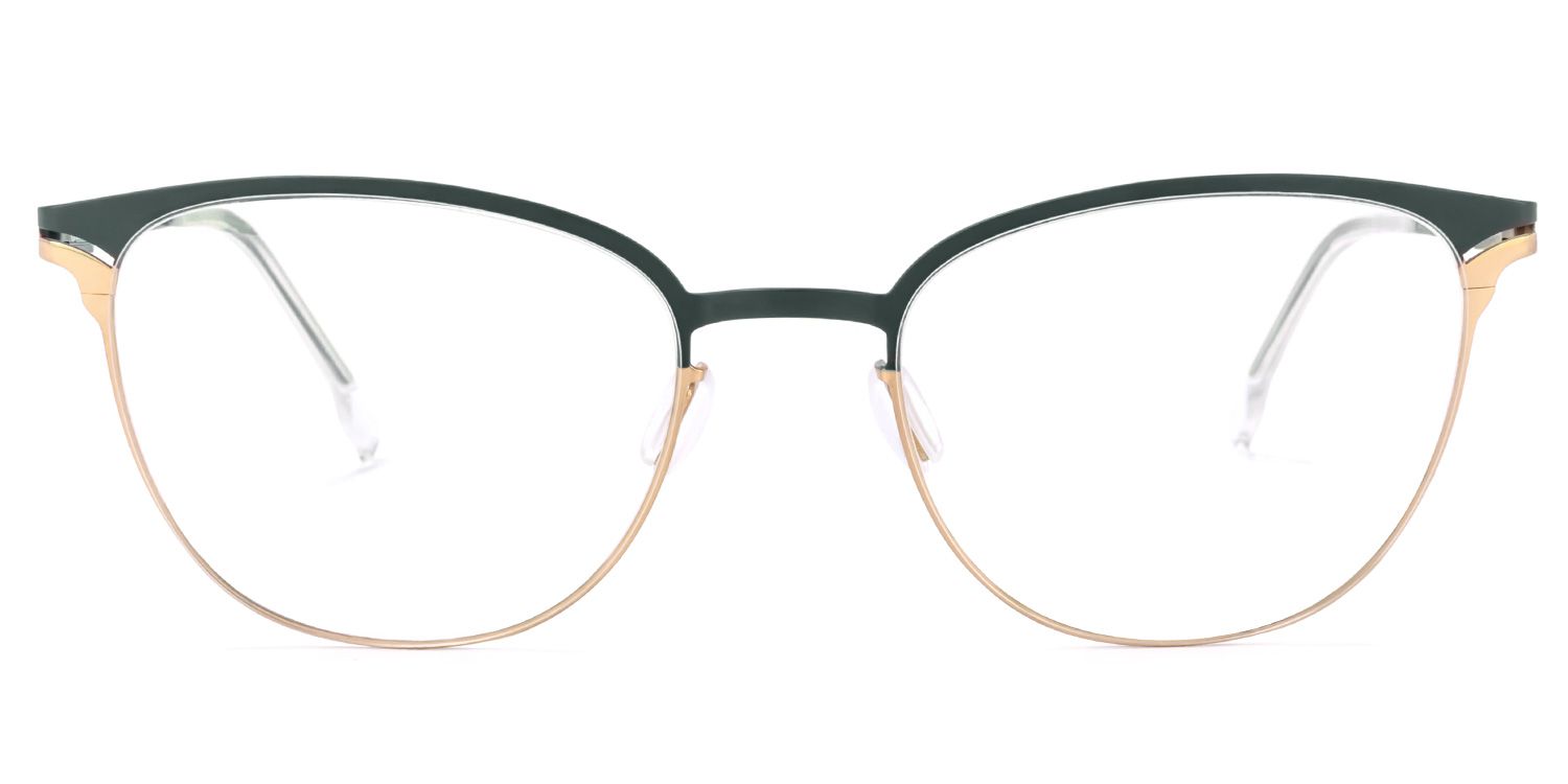 Yelena Dunkelgrün-Gold Cateye Brille0