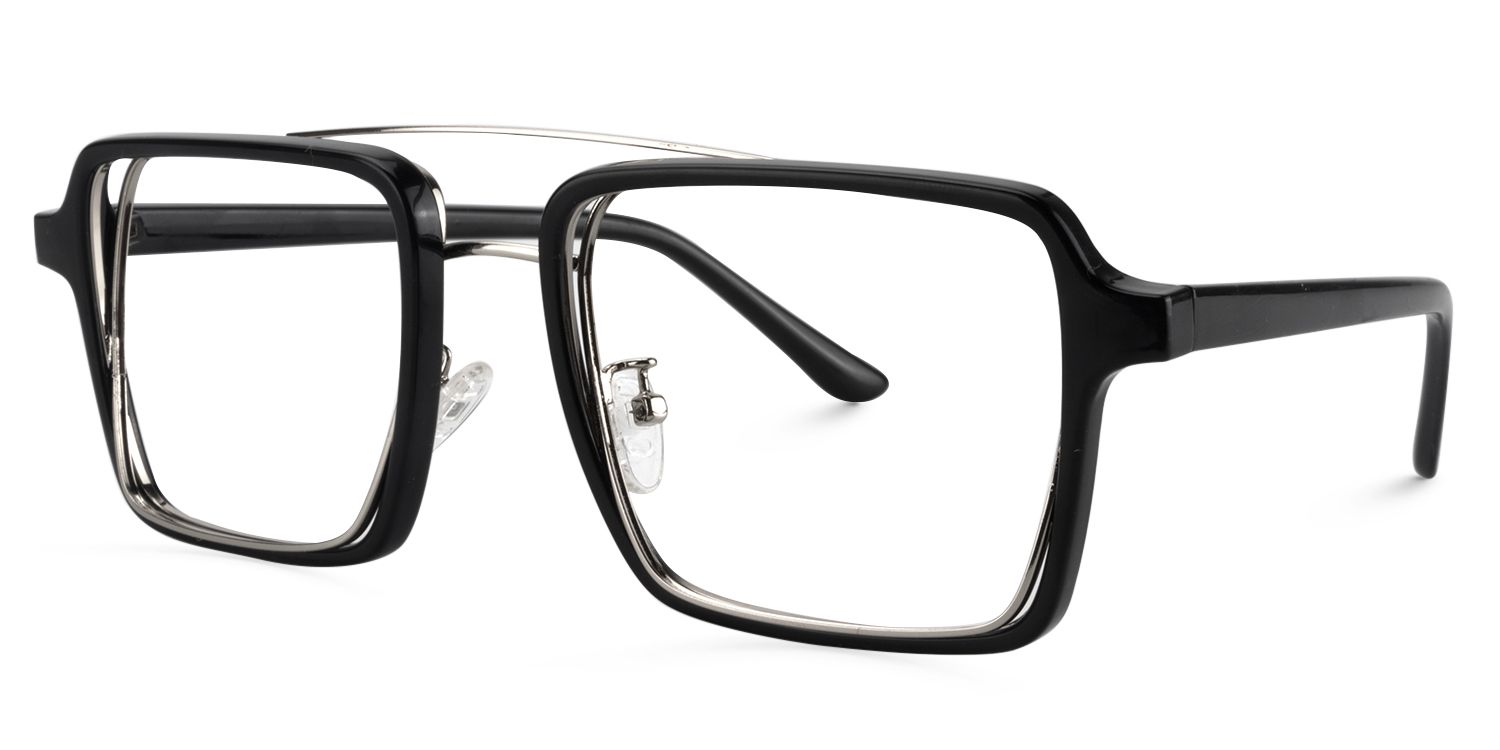 Nellie Schwarz Silber Pilot Brille2