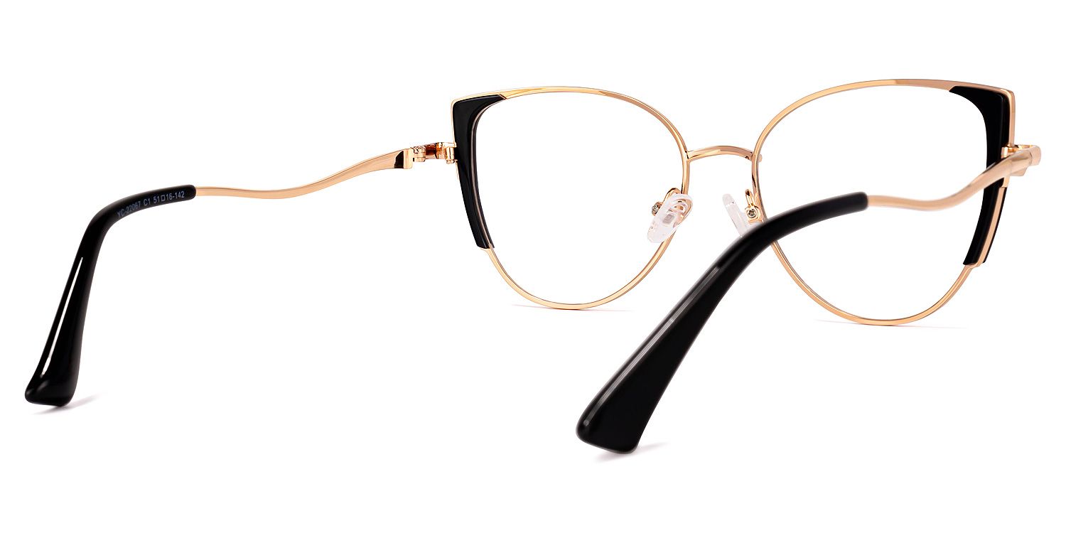Raia Schwarz-Gold Cateye Brille4