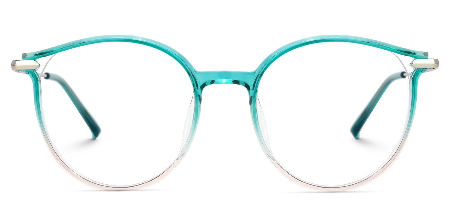 Yadejah Grün-Rosa Kristall Cateye Brille