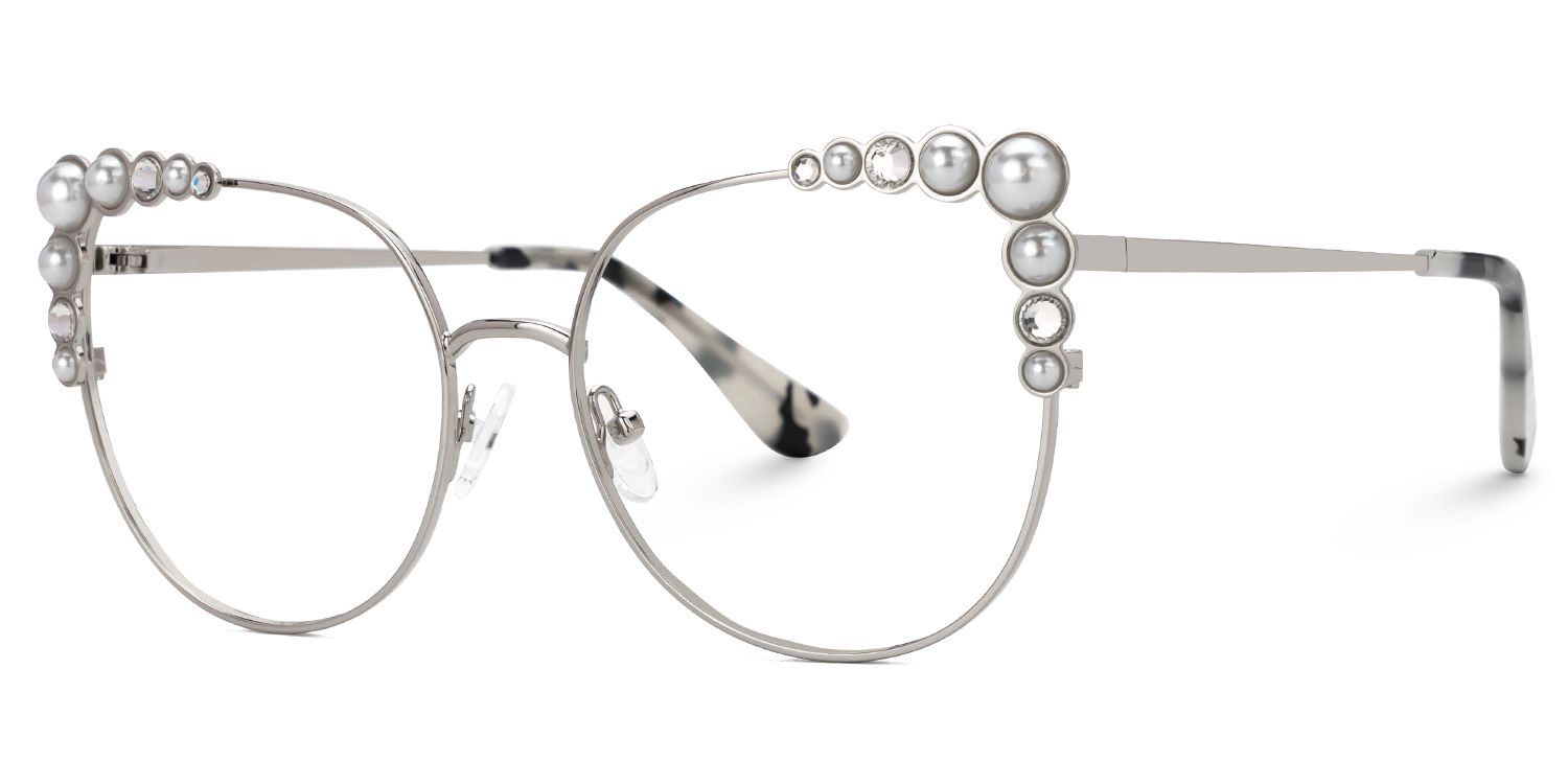 Wallice Silber Cateye Brille1