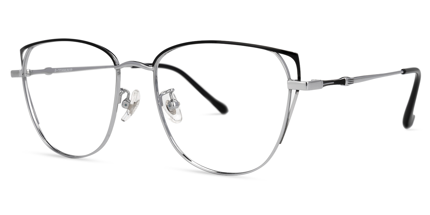 Unica Schwarz-Silber Cateye Brille1