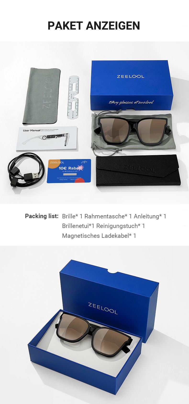 Kaylee Braun Quadratisch Bluetooth Sonnenbrille