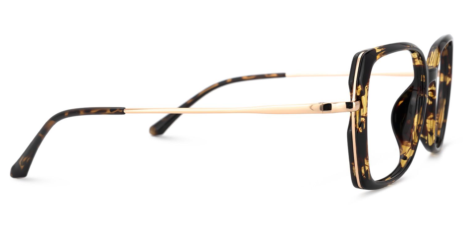 Quany Gelb-Tortoise Quadratisch Brille2