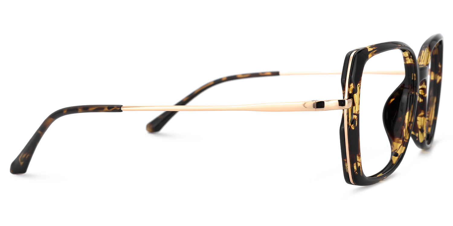 Quany Gelb-Tortoise Quadratisch Brille2