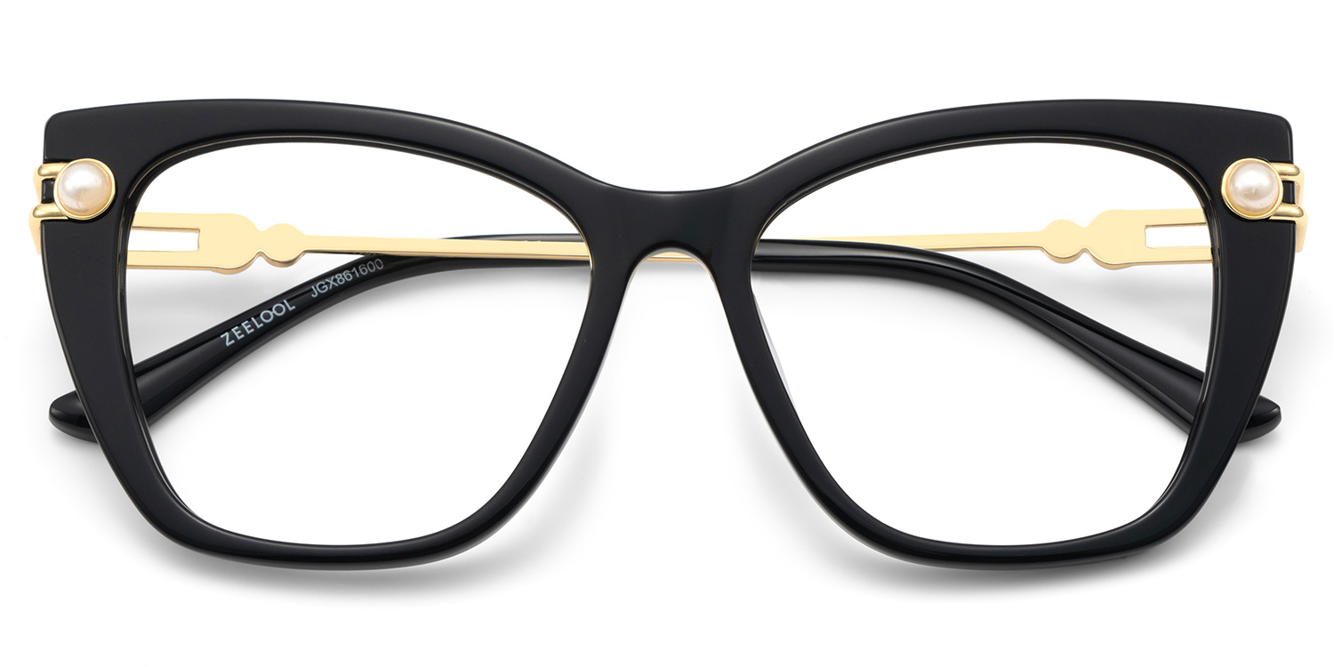 Victor Schwarz Cateye Gemischte-Materialien Brille3