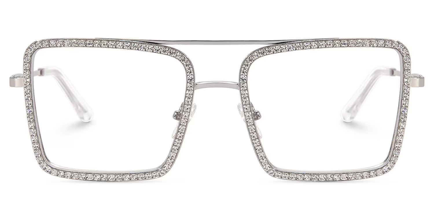 Diva Silber Quadratisch Metall Brille2