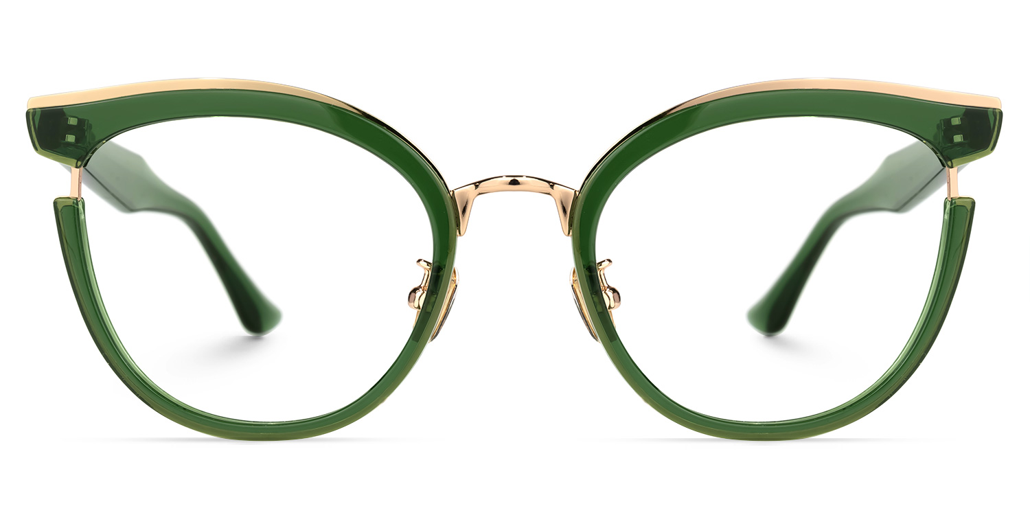 Laraine Grün-Gold Cateye Brille0