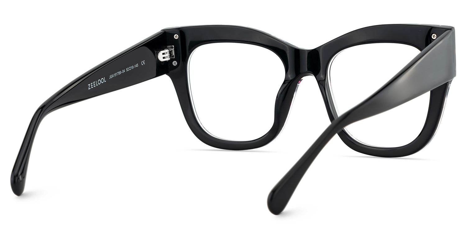 Minfia Schwarz-Sternmuster Quadratisch Acetat Brille6