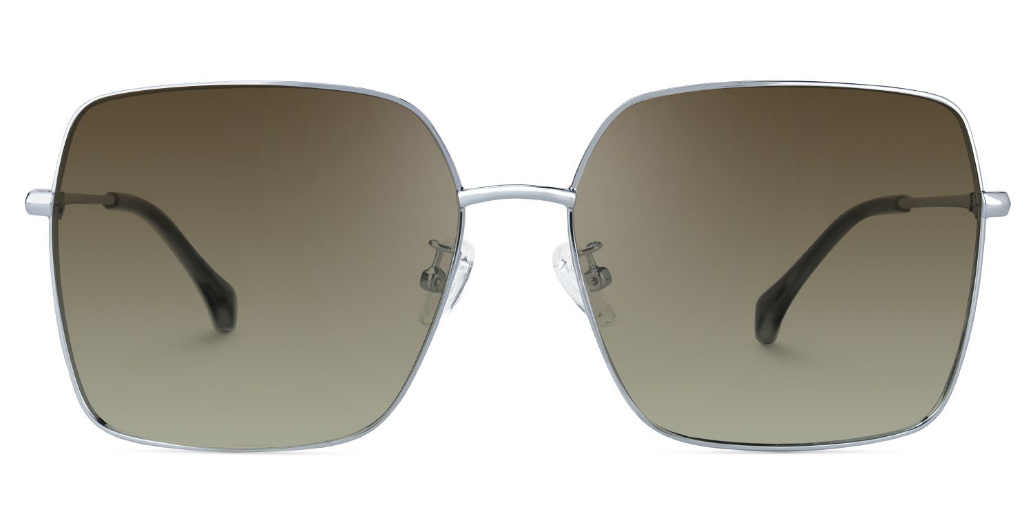 Marlo Metal Silber Rectangle Sonnenbrille | ZEELOOL0