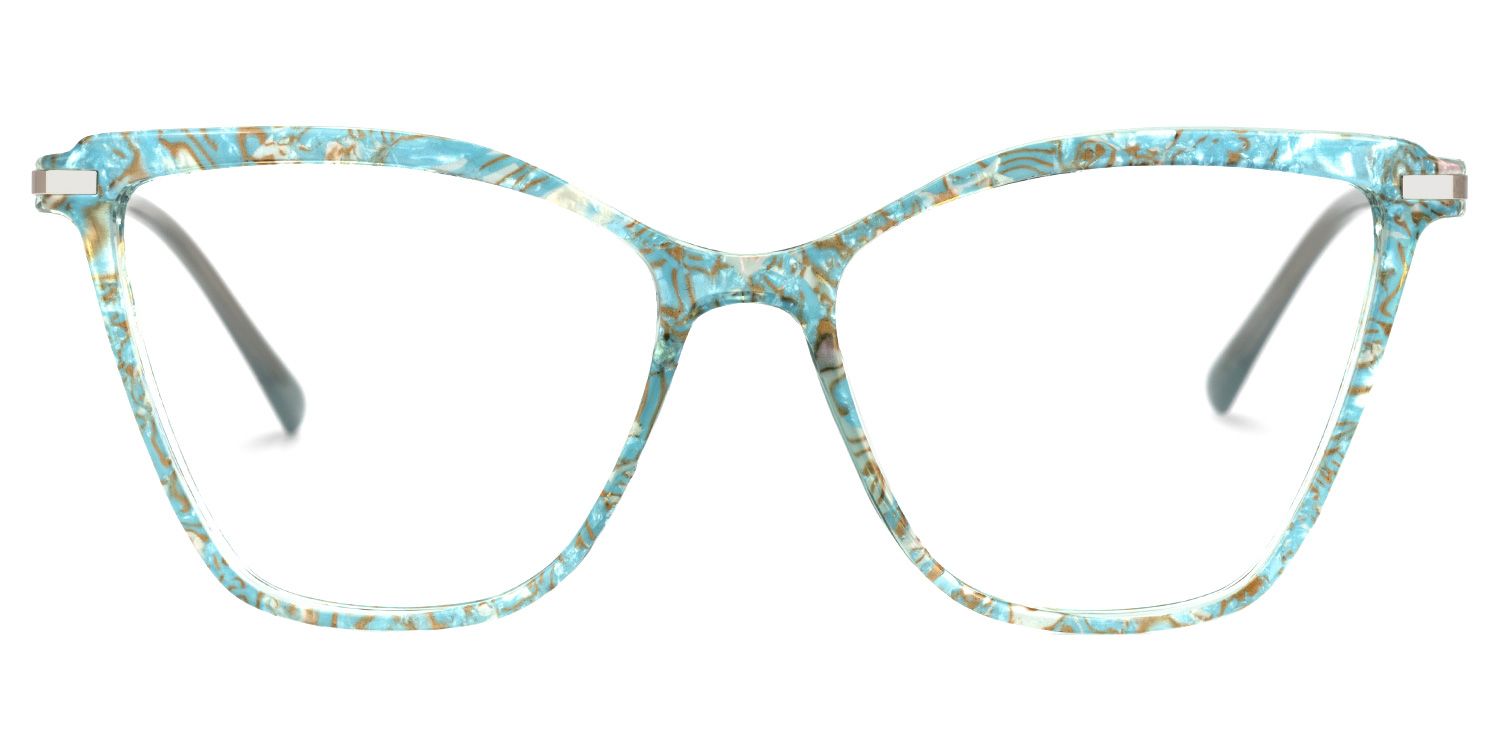 Fearghus Blumendruck-Blau Cateye Brille0