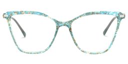 Fearghus Blumendruck-Blau Cateye Brille0