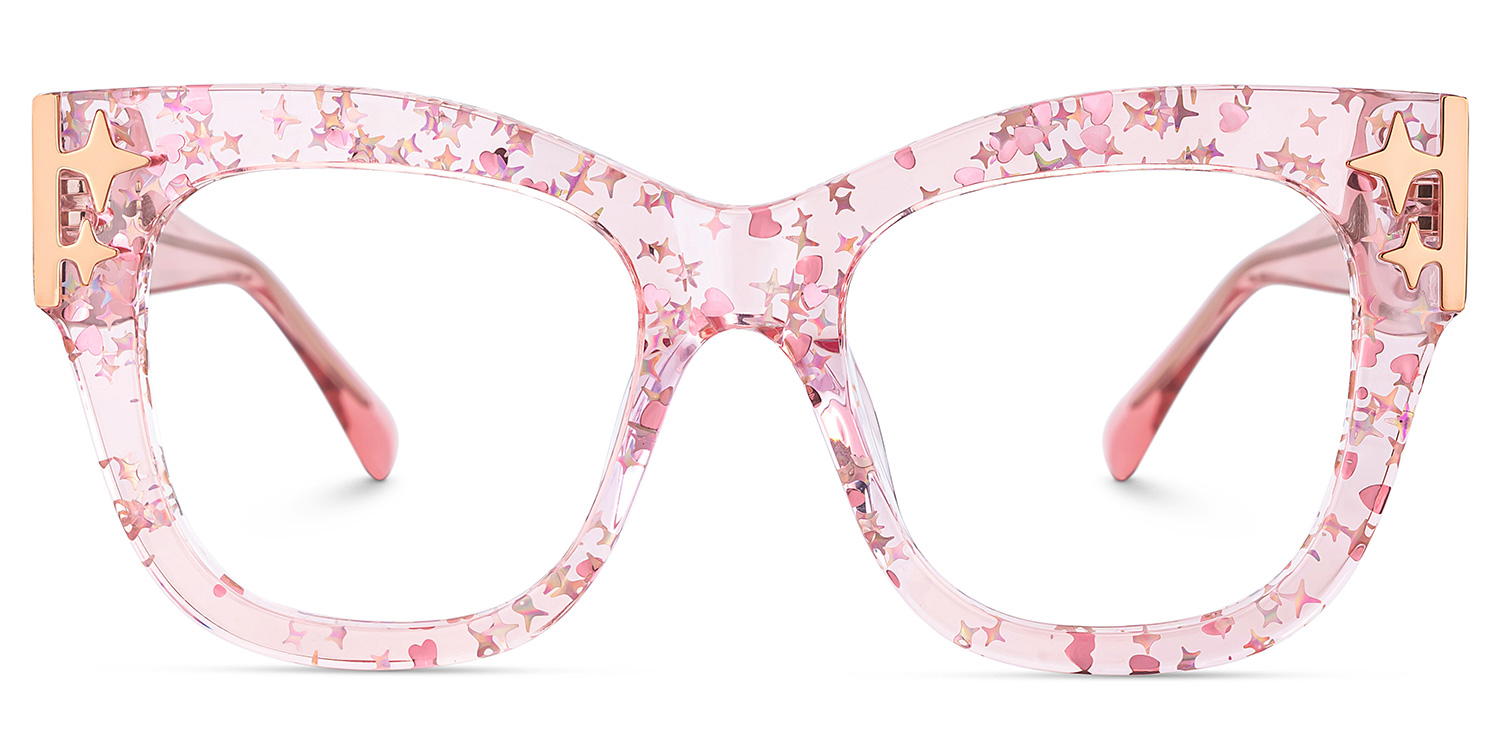 Minfia Rosa Klar Quadratisch Brille2