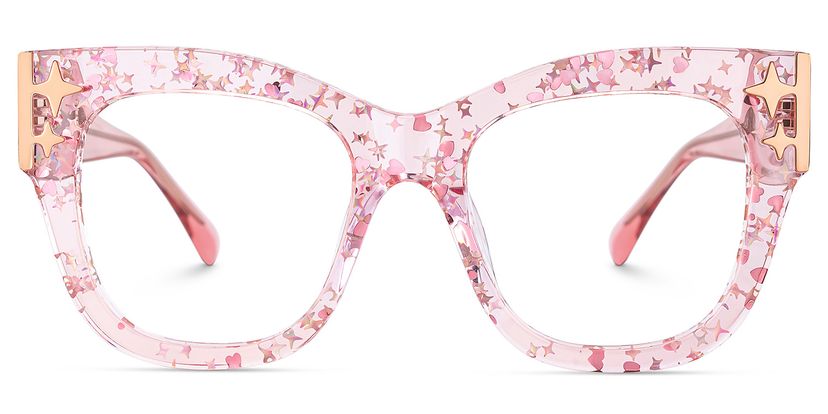 Minfia Rosa Klar Quadratisch Brille