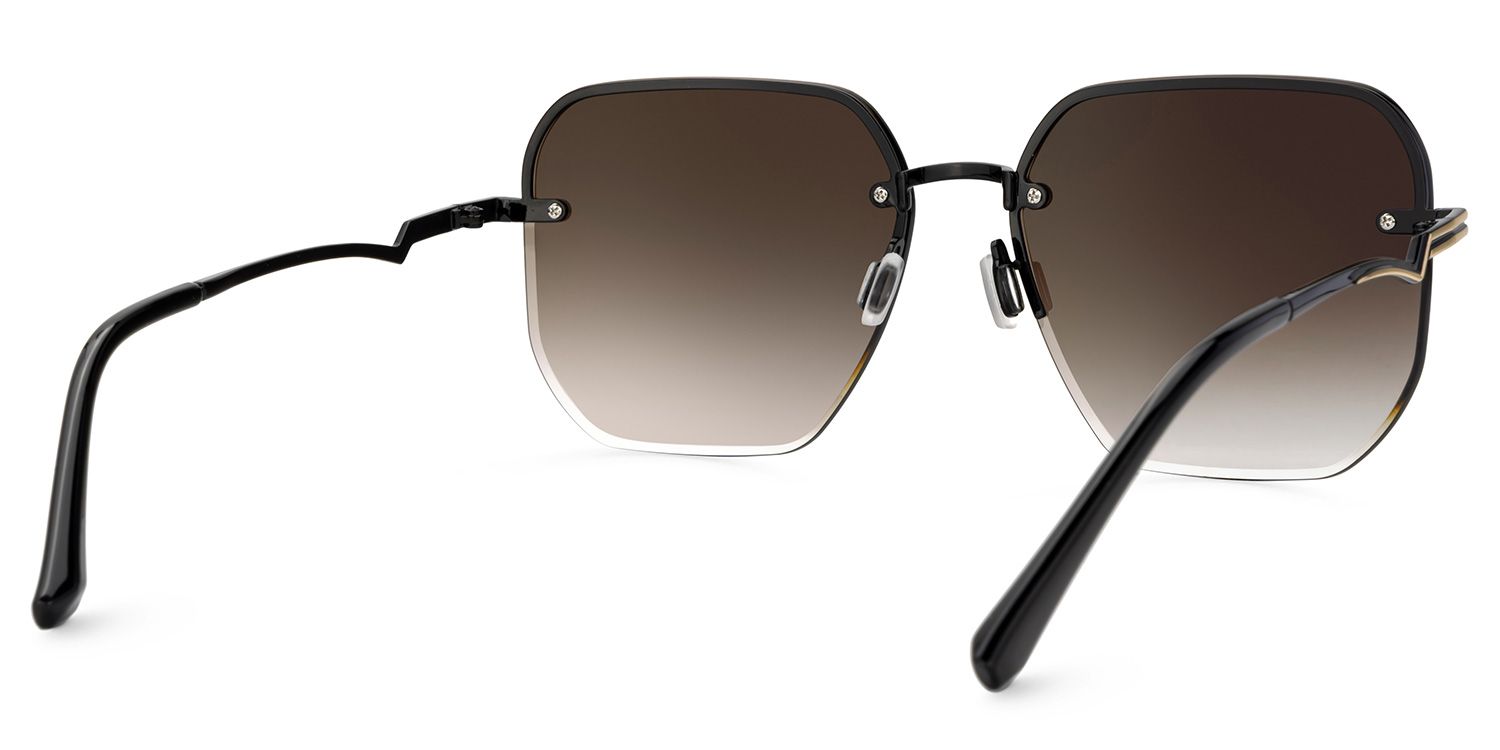 Geralene Gold Geometrisch Metall Sonnenbrille3