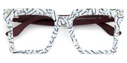 Pierre Weiß-Blumendruck Quadratisch Brille1