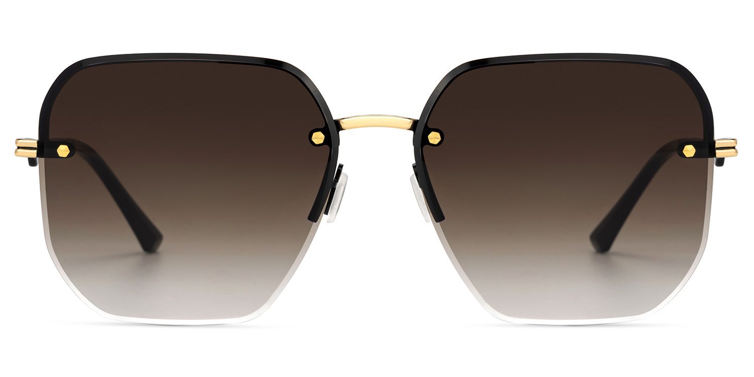 Geralene Gold Geometrisch Metall Sonnenbrille0