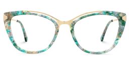Belle Blumendruck-Grün Cateye Brille0