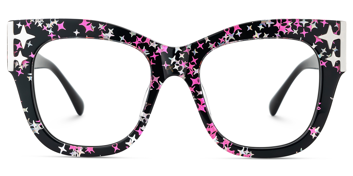 Minfia Schwarz-Sternmuster Quadratisch Brille
