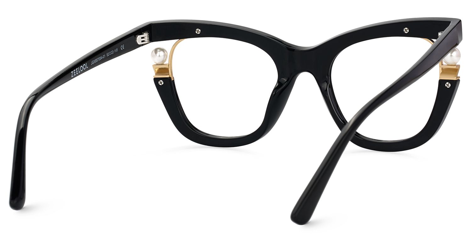 Pearl Schwarz Cateye Gemischte Materialien Brille5