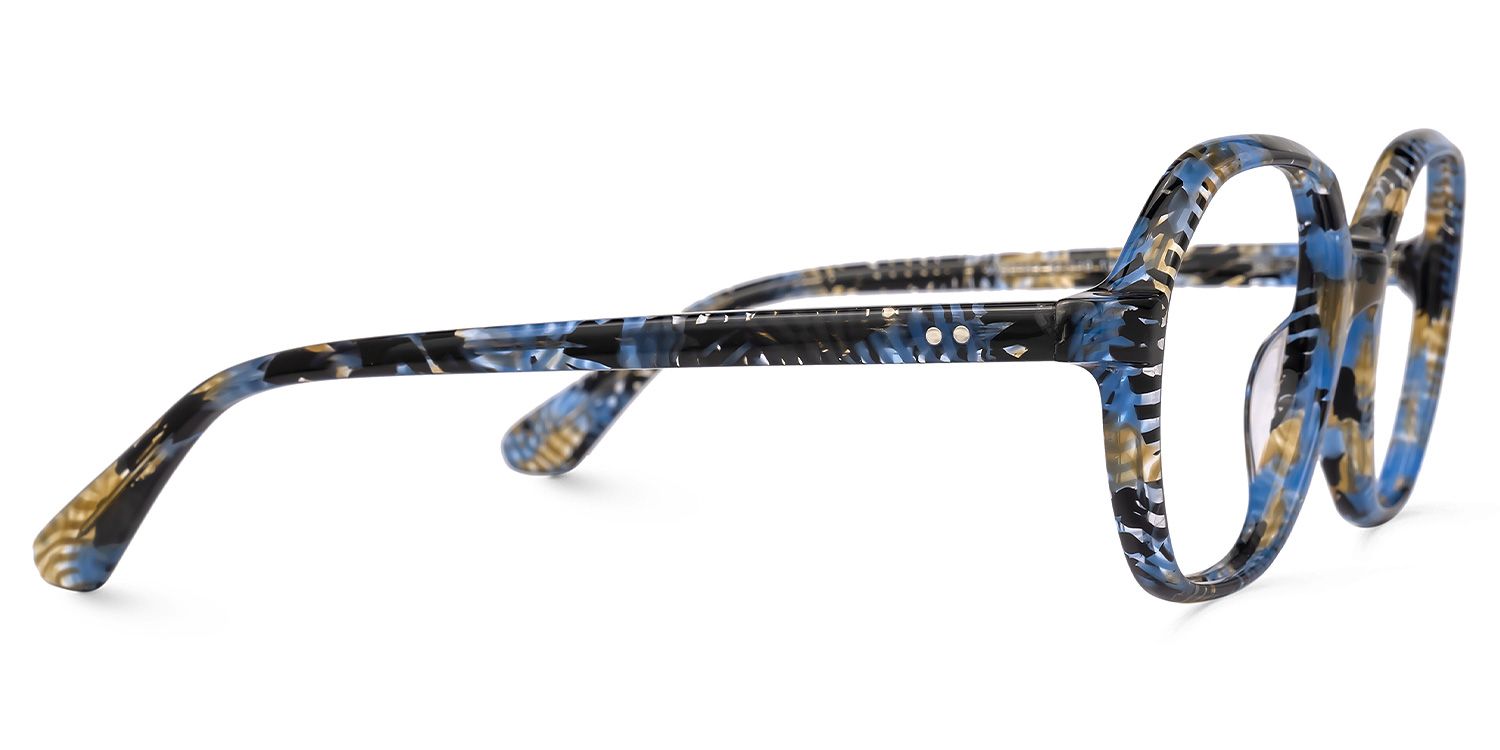Selma Blumendruck-Blau Geometrisch Brille3