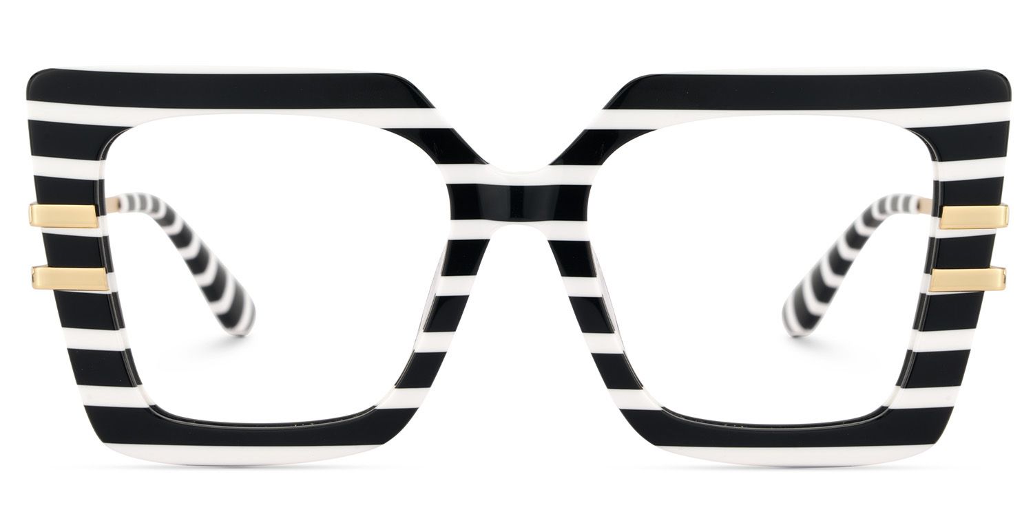 Poutine Schwarz-Weiß Quadratisch Gemischte Materialien Brille0