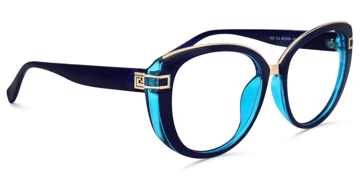 Oval Blaue Cateye Brille2