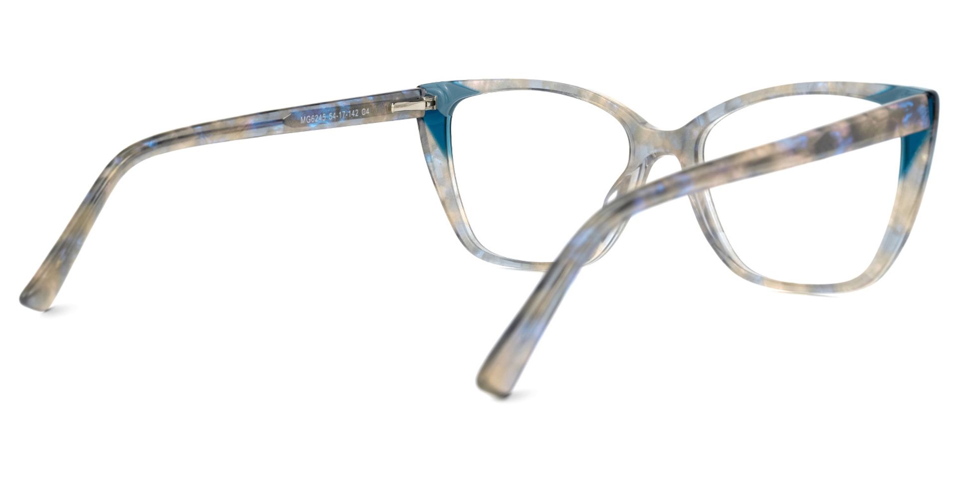 Kaula Blumendruck-Blau Cateye Brille2