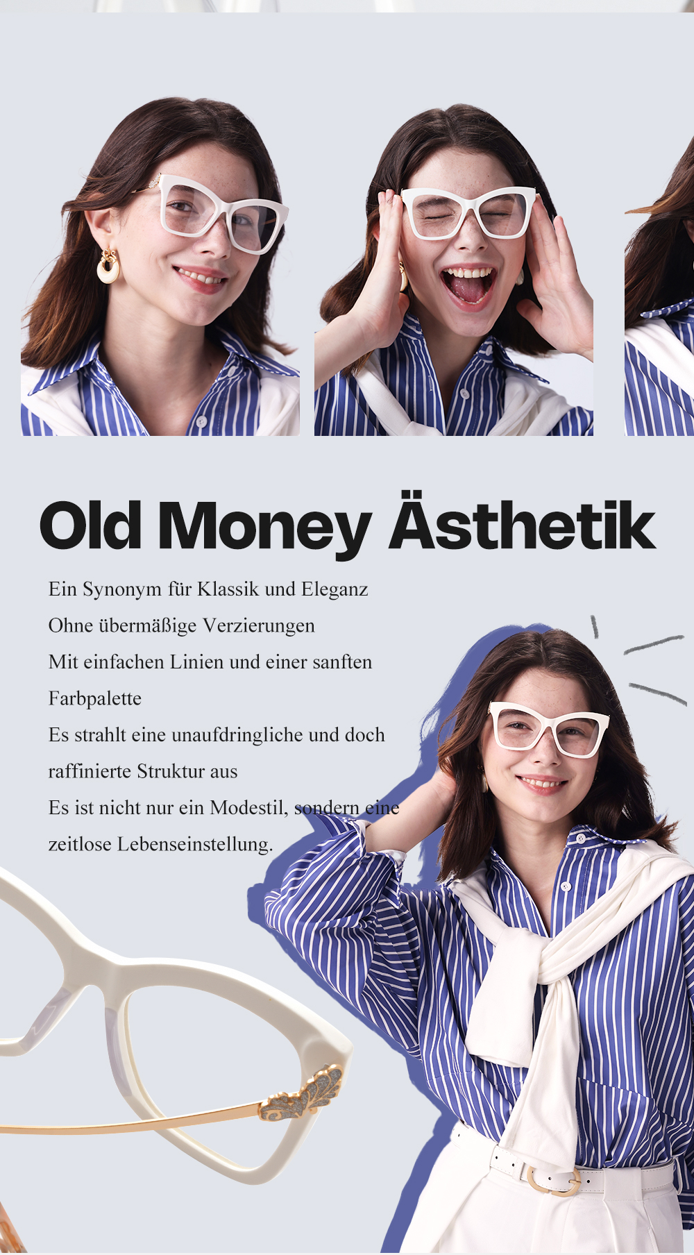 Elida Weiß Schmetterling Brille