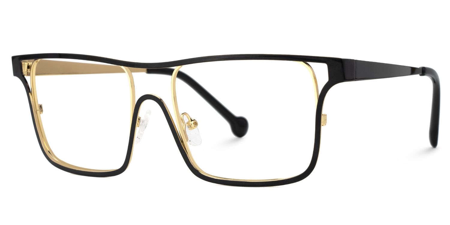 Nova Schwarz-Gold Rechteckig Metall Brille1