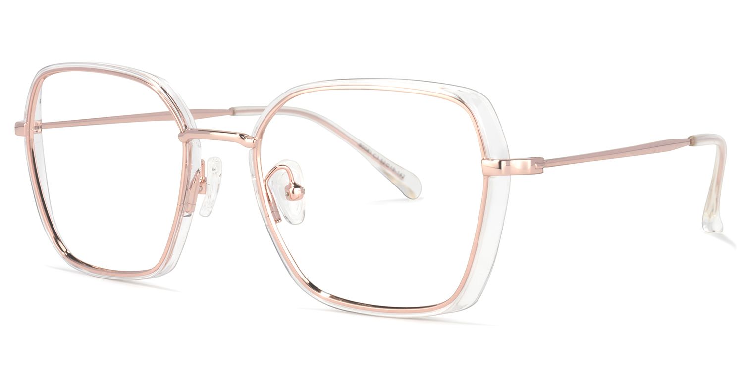 Natalee Gold Klar Quadratisch Brille1