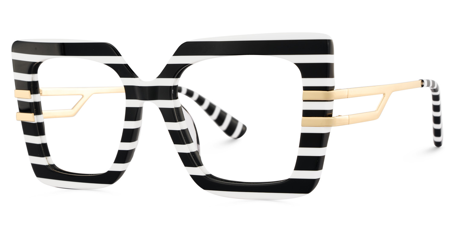 Poutine Schwarz-Weiß Quadratisch Brille5