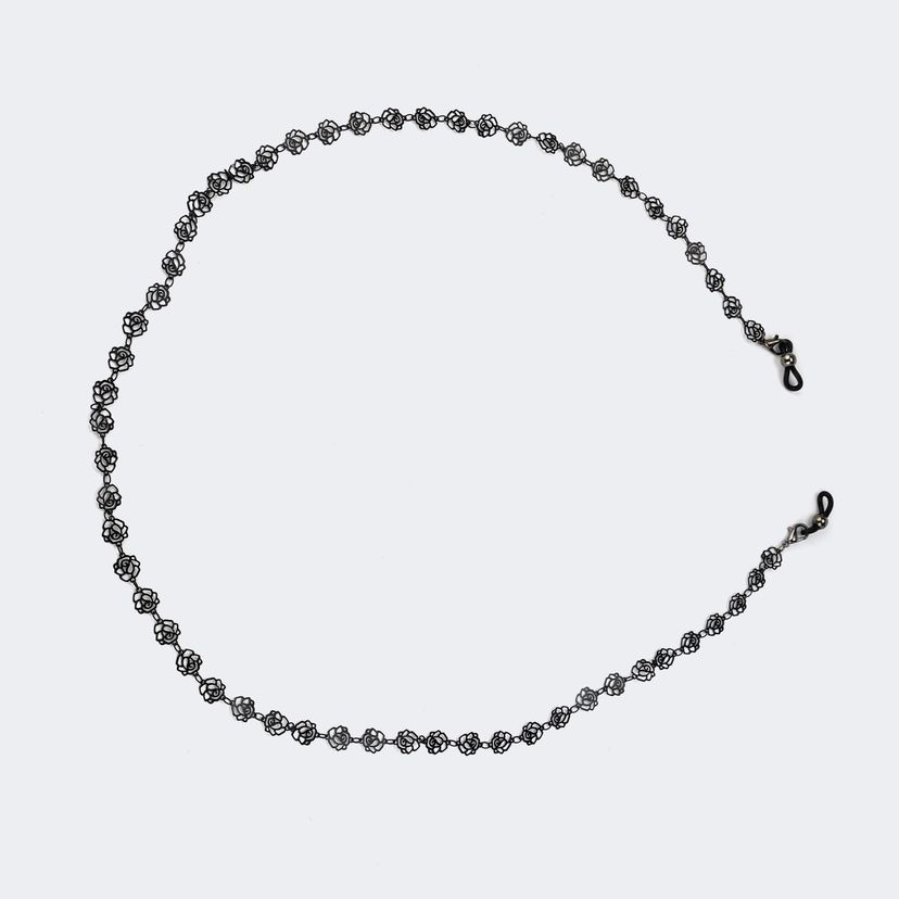 Quito Schwarz-Blumen Brillenkette
