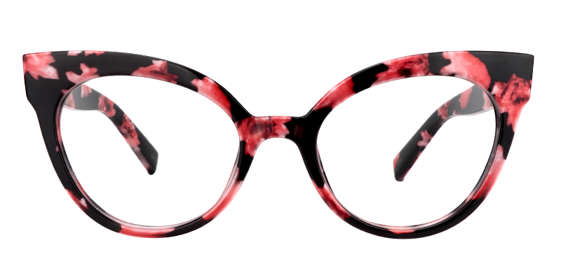 Miya Rot Blumenmuster Cat Eye Brille0