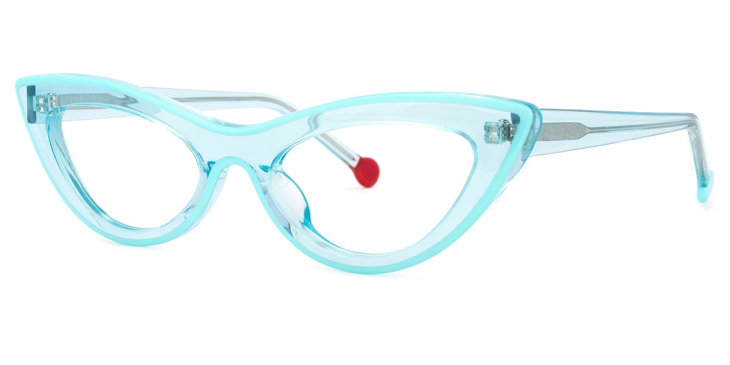 Yuki Blau Klar Cateye Brille1