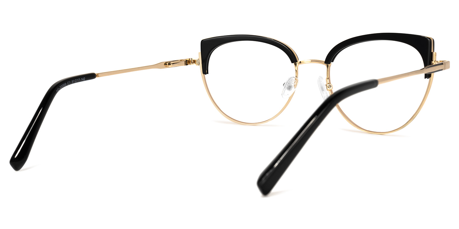 Lorchen Schwarz-Gold Cateye Brille4