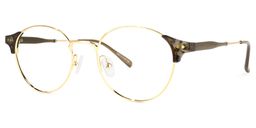 Orlaithe Dunkelgrün-Gold Rund Brille1