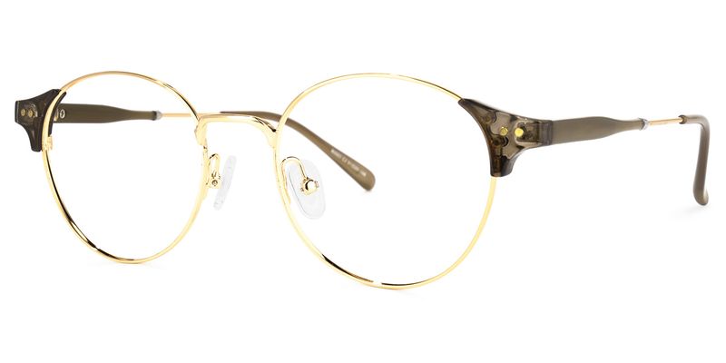 Orlaithe Dunkelgrün-Gold Rund Brille1