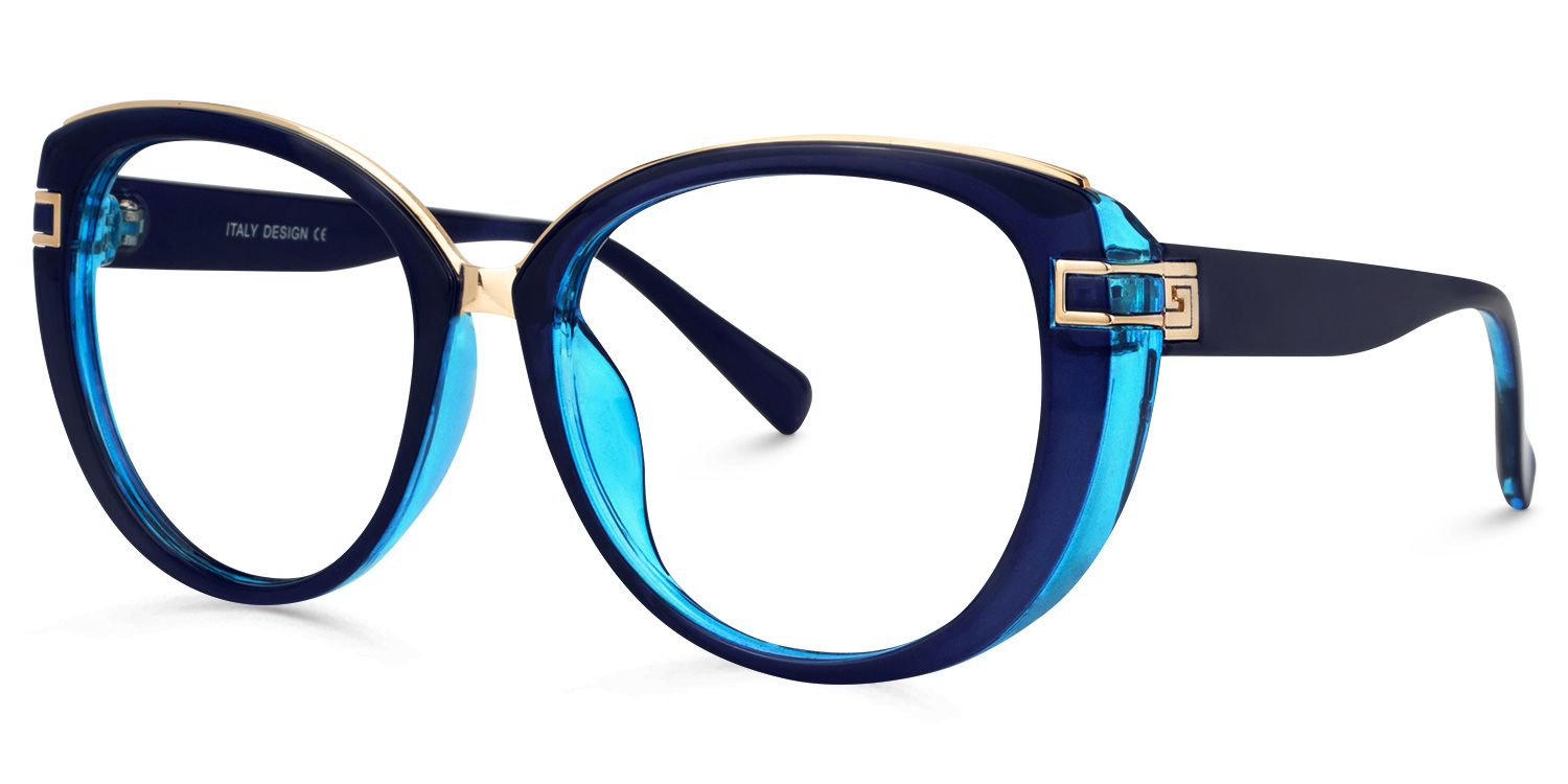 Oval Blaue Cateye Brille1