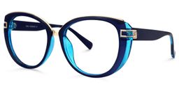Oval Blaue Cateye Brille1