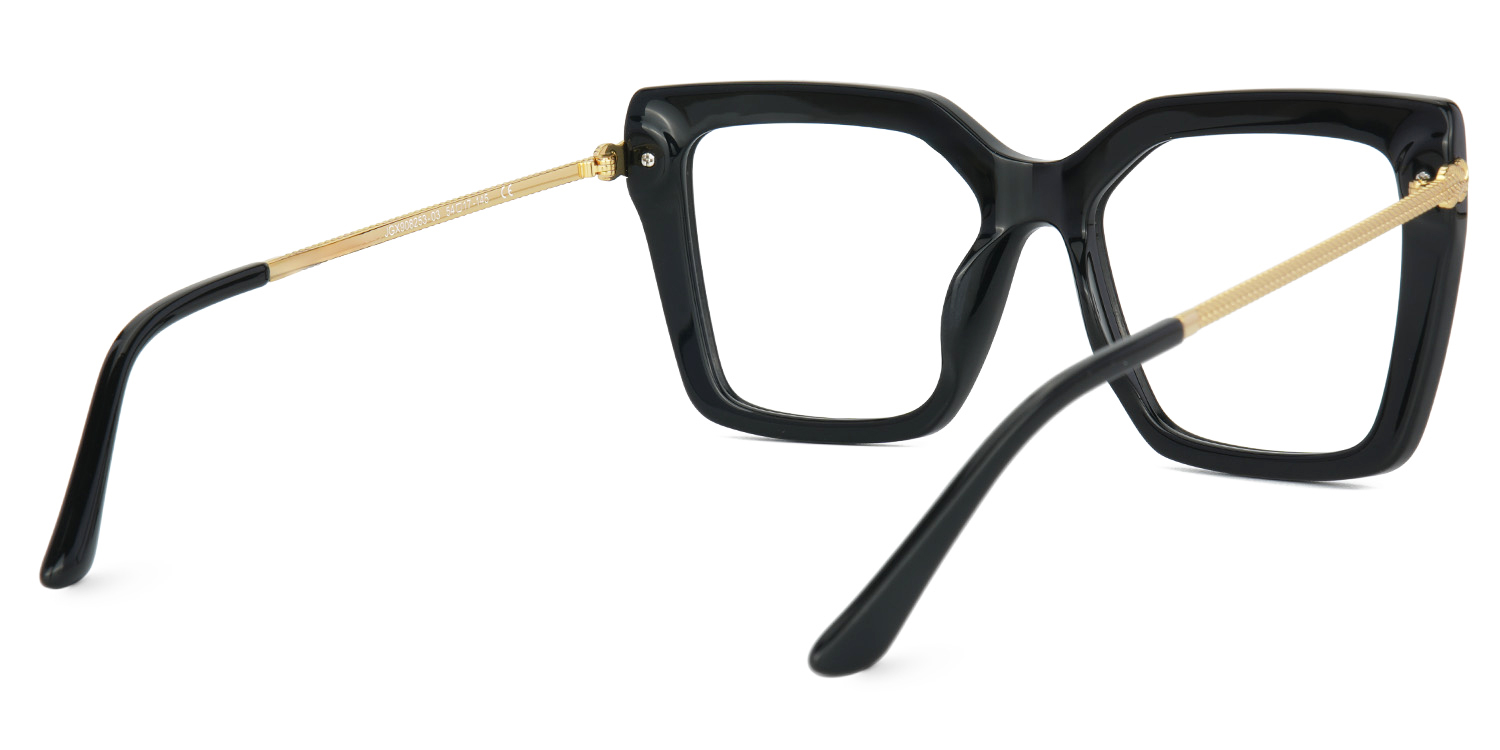 Flora Schwarz Quadratisch Brille2