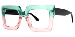 Brandon Grün Rosa Quadratisch Brille1