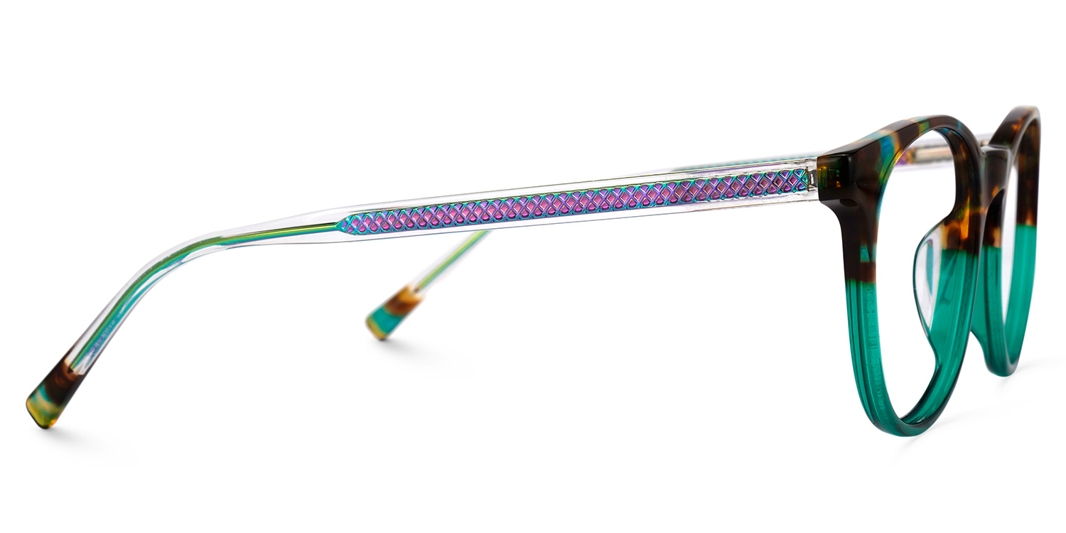 Necho Grün-Tortoise Rund Brille2