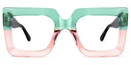 Brandon Grün Rosa Quadratisch Brille0